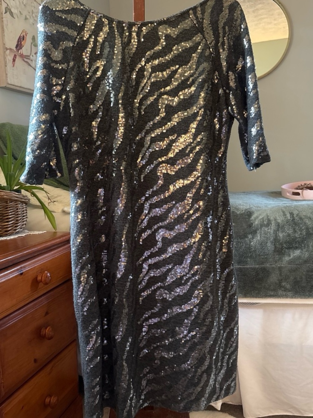 Scarlett gray and Silver Sequin Zebra Midi Dress